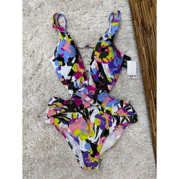 Bar III Paradise Garden Monokini One-Piece Swimsuit Multi X-LARGE - Picture 2 of 3